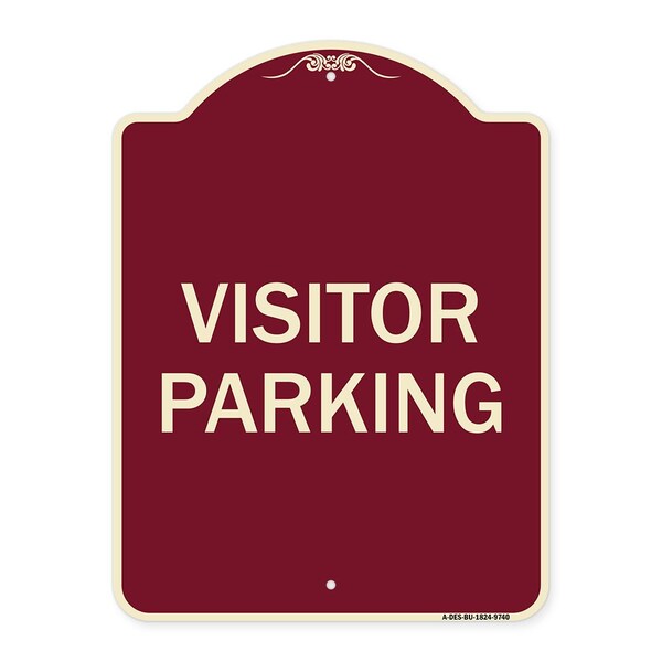 Designer Series Sign-Visitor Parking, Burgungy Heavy-Gauge Aluminum, 24" x 18", BU-1824-9740